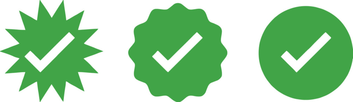 Green checkmark icons in various shapes and styles for approval and confirmation