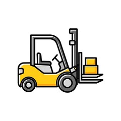 Yellow Forklift with Boxes.