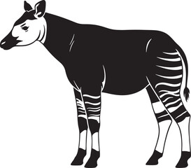 Obraz premium Black and white okapi standing profile view illustration