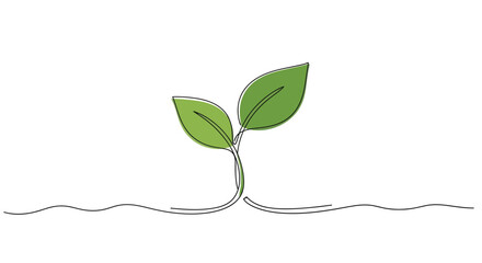 Green sprout with leaves, symbolizing growth and new beginnings © Line Home