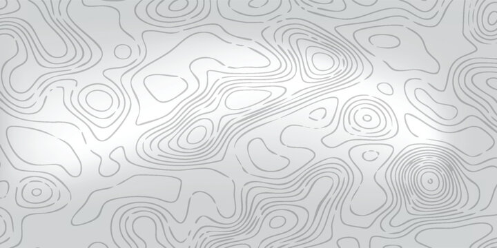 Minimal geographic relief illustration, pale gray surface with smooth white isoline curves representing terrain levels.