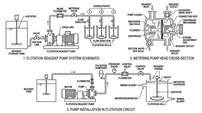 Schematic Diagrams of Flotation Reagent Pump Systems