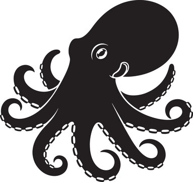 Octopus illustration with tentacles and suckers on white background