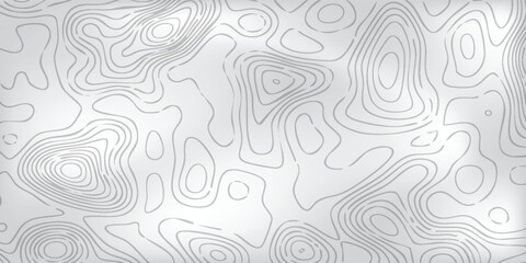 Abstract geographic elevation pattern, thin white terrain paths weaving across light gray surface, modern vector illustration. © MOH