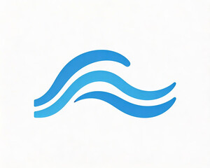 Obraz premium Abstract blue wave icon with three curved lines, representing water, liquid flow, and fluid dynamics. Designed as a minimalist symbol or logo for aquatic themes.