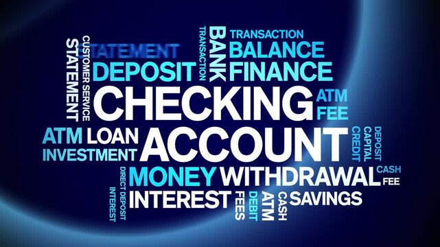 Checking Account animated word cloud-text design animation tag kinetic typography seamless loop.