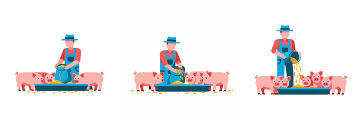 Farmer feeding piglets in a barn © youland