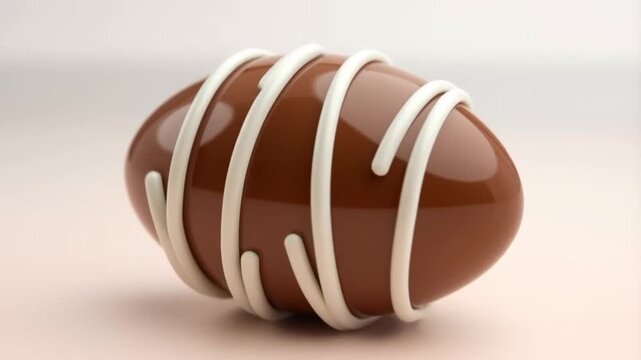 A delicious timelapse of a glossy chocolate easter egg being decorated with icing and sprinkles applying themselves, concept of easter confectionery and treat making