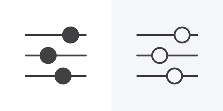 Settings sliders icon vector sign symbol isolated on white. Stroke and clipart style