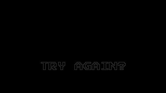 Pixel Retro Gaming Try Again Text Animation with Alpha Channel, 8 Bit Pixel Art Flicker and Zoom Effect, 4K Seamless Loop for Video Game Openers 4k video animation seamless loop transparent background