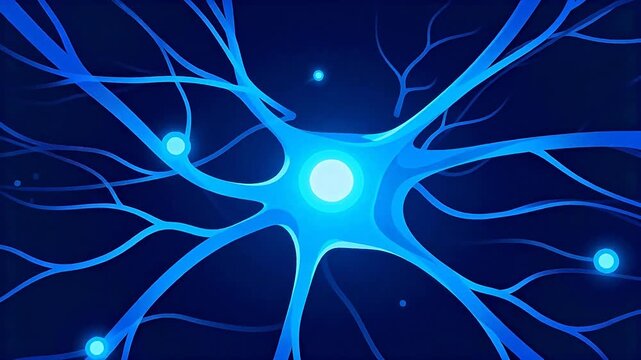 Neuron cell structure with glowing connections