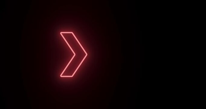 4k Resolution Video: Red And Green Glowing Neon Arrows Moving Animated In Different Directions And Symbolizing Growth And Decline On Dark Background with Alpha Matte