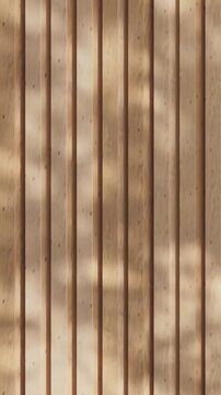 4k Resolution Vertical Video for Social Media: Vertical Light Brown Timber Panels With Animated Soft Sunlight And Shadow Patterns and Blank Space for Your Design