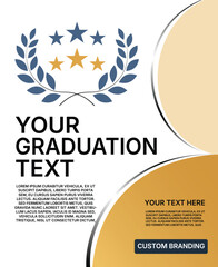 Naklejka premium Graduation announcement template with laurel wreath, stars, and customizable text for celebration event, Graduation Day