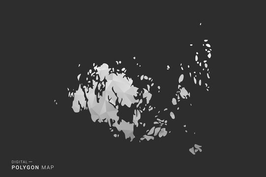 Aland Islands Map - Polygon style vector illustration in black, gray and white low poly geometric design, minimal silhouette, isolated for infographic.