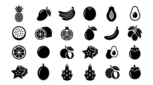 Fruit icons on white background.