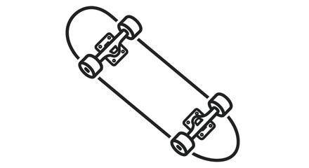 Simple line drawing of a skateboard illustrating a popular extreme sport © SHYFUL_STUDIO