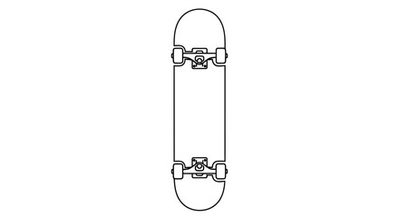 Simple line drawing of a skateboard on a plain white background © SHYFUL_STUDIO