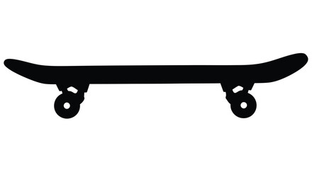 Simple black silhouette of a skateboard wheels and deck clearly visible © SHYFUL_STUDIO