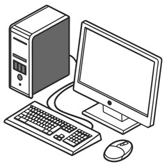Fototapeta premium Isometric desktop computer with keyboard and mouse