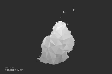 Mauritius Map - Polygon style vector illustration in black, gray and white low poly geometric design, minimal silhouette, isolated for infographic. © Whatever