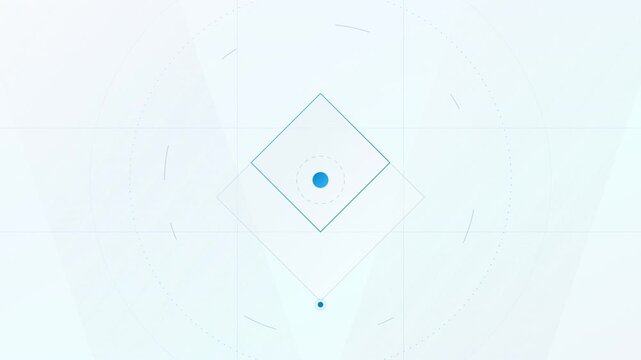 Dynamic Light Blue Geometric Abstraction Featuring Subtle Moving Squares and Central Dots on a Clean, Minimalist Background Visualizing Digital Data