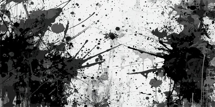 Vintage black and white tree bark texture design featuring a grungy ink splatter frame and an old nature pattern with a paint stain border