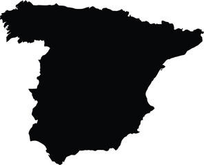 Fototapeta premium Black silhouette map of spain isolated on a plain white background for design projects