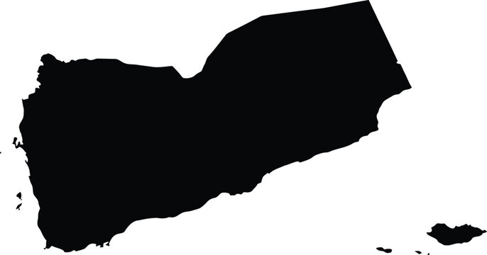 Black silhouette map of the country of yemen isolated on a white background for design.
