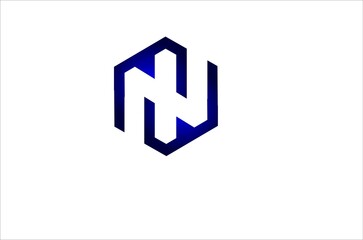 Obraz premium Modern Blue Hexagon Letter N Logo Design, Abstract Geometric Monogram Icon