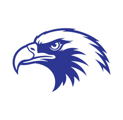 Obraz premium Blue eagle head illustration in profile on white background