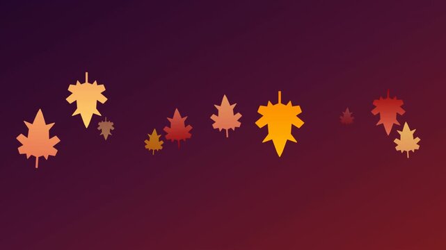 Dynamic autumn foliage animated backdrop showcasing vibrant maple leaf silhouettes descending gracefully against a deep gradient canvas, perfect for
