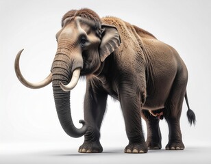 Fototapeta premium Ice Age Elephant Mammoth Isolated on White Background Scientific Concept 