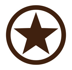 Obraz premium Brown star symbol inside a circle on white background