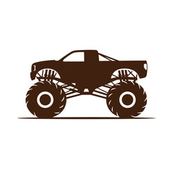 brownmonstertruckisolatedonwhitebackgroundsilhouette