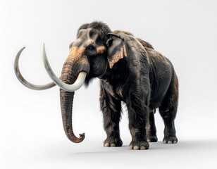 Obraz premium Woolly Mammoth Prehistoric Elephant Isolated on White Background 