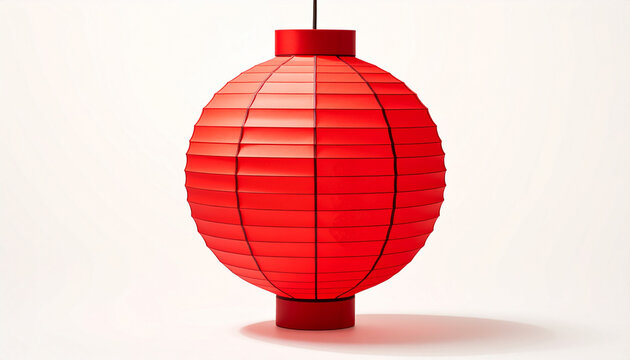 Vibrant red paper lantern isolated on white background for decoration
