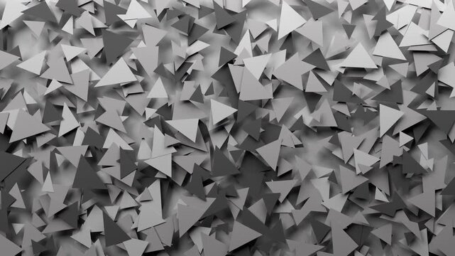 浮かんだ多数のポリゴンがランダムに回転する、４K画質、背景透過のループ映像素材