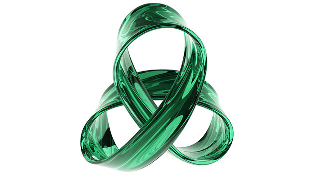 3d rendered vibrant green awareness ribbon symbol isolated on white background