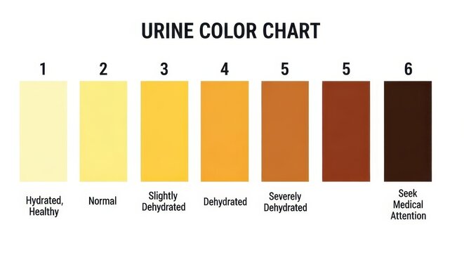 Urine Color Chart - Hydration Levels and Health Indicators.