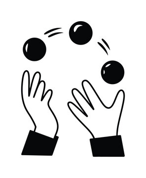 Simple of Hands Juggling Three Black Balls