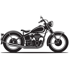 Fototapeta premium A minimalist black and white vector illustration of a classic vintage style cruiser motorcycle
