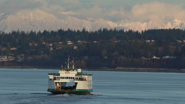 Ferry crossing the Puget Sound in the Pacific Northwest
