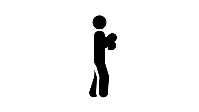Animated Stick Figure Standing with Hands Together Pictogram Seamless Loop Greeting Respect