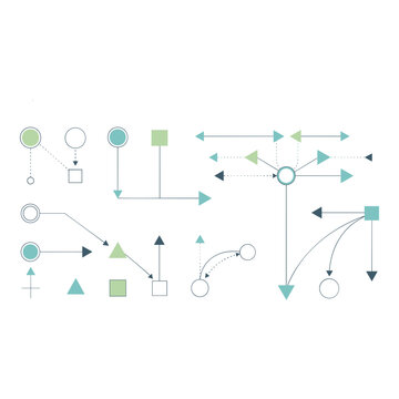 Set of colorful flowchart arrows and shapes vector