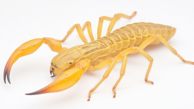 A Yellow Scorpion with Curved Stinger Isolated