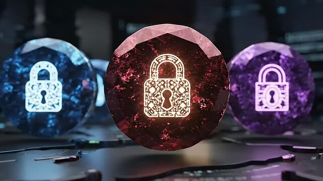 Glowing Keystone Representing Digital Asset Ownership with Lock Symbol
