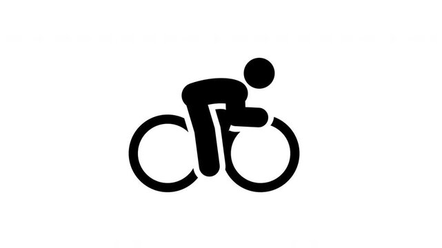 Animated Cyclist Riding Bicycle Pictogram Seamless Loop Cycling Sport Activity