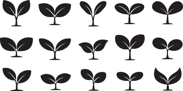 Black plant icons on white background in rows pattern