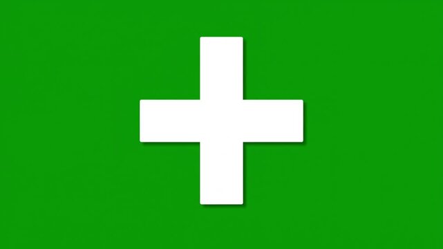 Plus Sign Icon Assembling Animation on Green Screen Background, Minimal Add Symbol Motion Graphics Element for UI and App Overlay, 4K